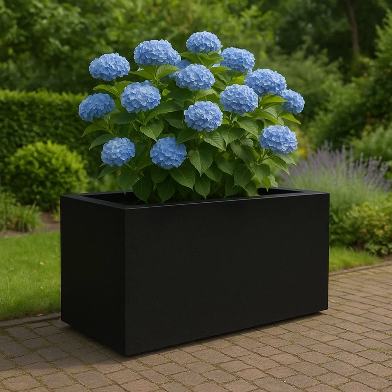 GARDRA Jardinière en polyester noire de jais 150x75x85 cm RAL 9005