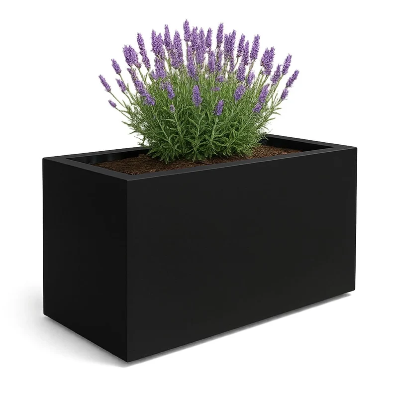 GARDRA Jardinière en polyester noire de jais 150x75x85 cm RAL 9005