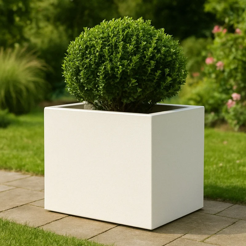 GARDRA Jardinière en polyester blanche pur 70x50x60 cm RAL 9010