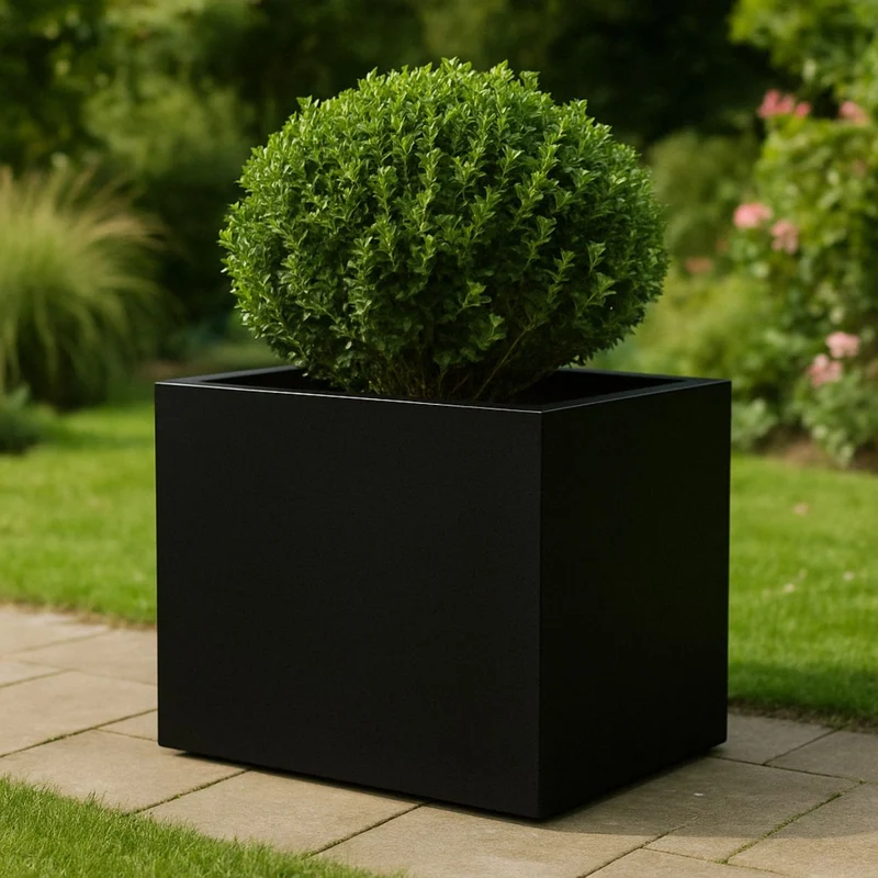 GARDRA Jardinière en polyester noire de jais 70x50x60 cm RAL 9005