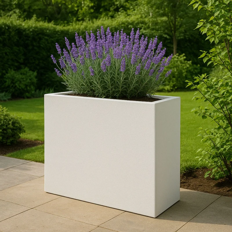 GARDRA Jardinière en polyester blanche pur 130x40x120 cm RAL 9010