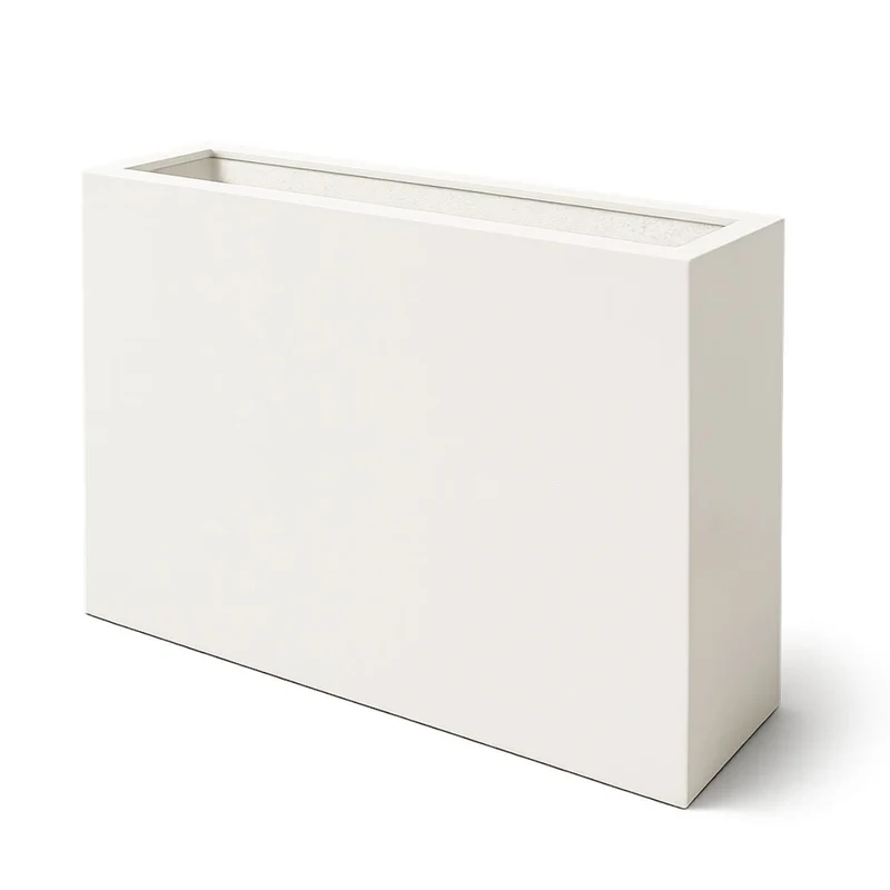 GARDRA Jardinière en polyester blanche pur 130x40x120 cm RAL 9010