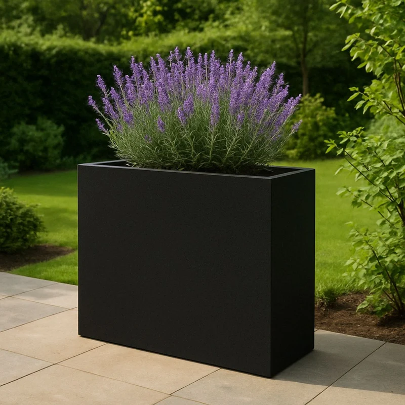 GARDRA Jardinière en polyester noire de jais 130x40x120 cm RAL 9005
