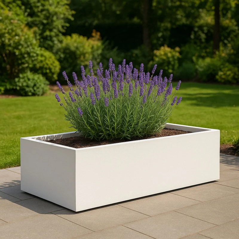 GARDRA Jardinière en polyester blanche pur 223x100x32 cm RAL 9010