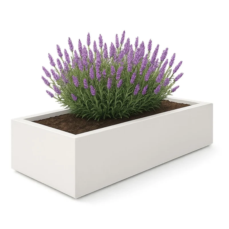 GARDRA Jardinière en polyester blanche pur 223x100x32 cm RAL 9010