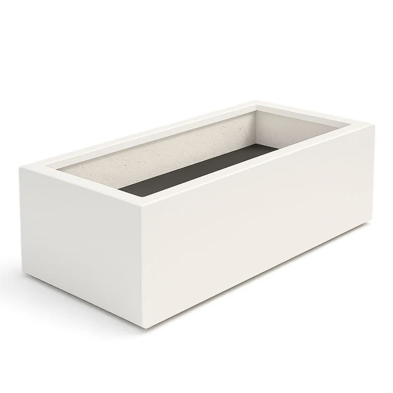 GARDRA Jardinière en polyester blanche pur 180x88x32 cm RAL 9010