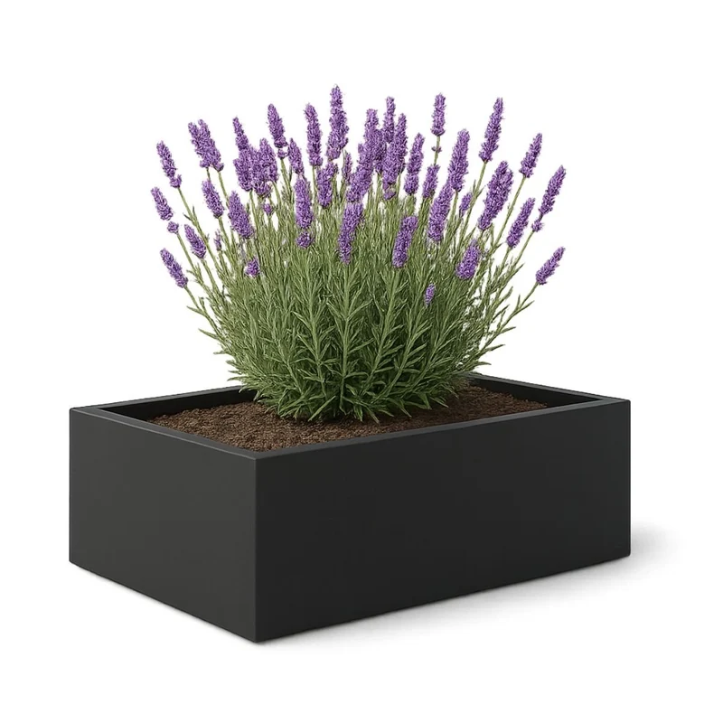 GARDRA Jardinière en polyester noire de jais 180x88x32 cm RAL 9005