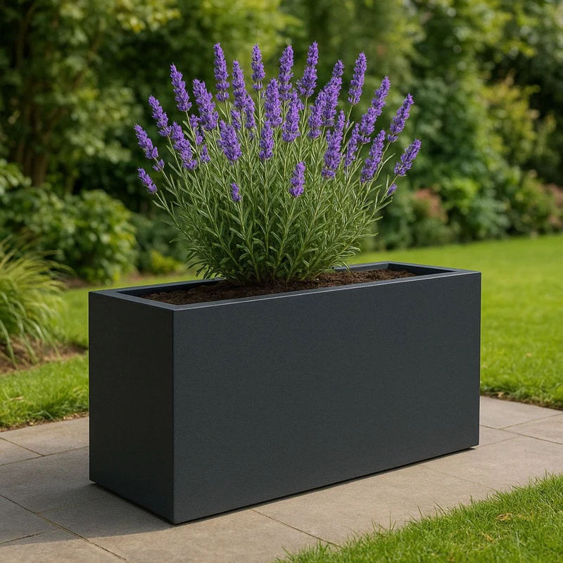 GARDRA Jardinière en polyester noire de jais 120x30x60 cm RAL 9005