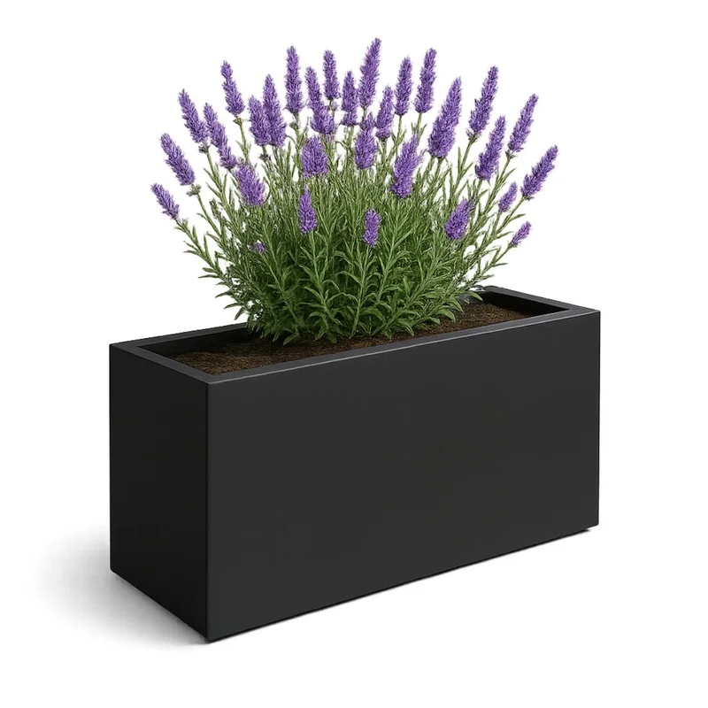 GARDRA Jardinière en polyester noire de jais 120x30x60 cm RAL 9005