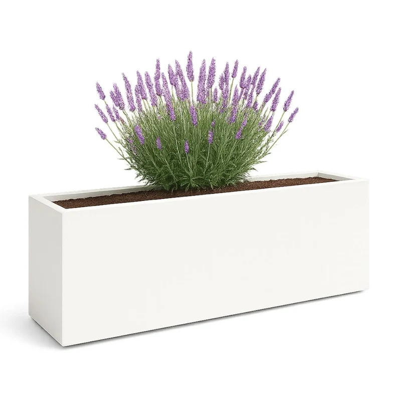 GARDRA Jardinière en polyester blanche pur 150x50x40 cm RAL 9010