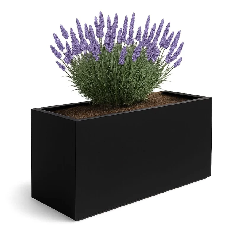 GARDRA Jardinière en polyester noire de jais 147x60x80 cm RAL 9005