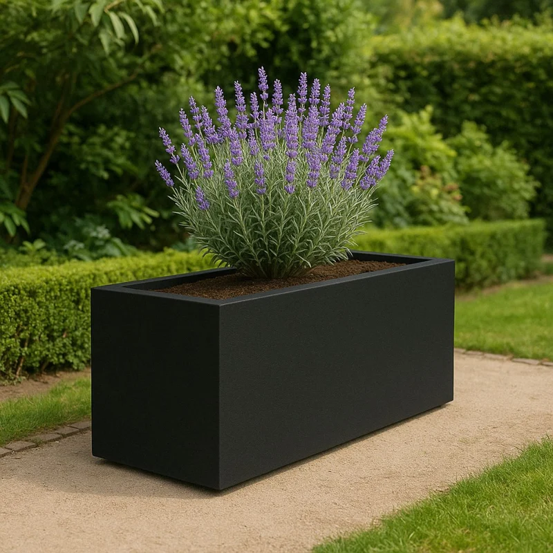 GARDRA Jardinière en polyester noire de jais 137x50x50 cm RAL 9005
