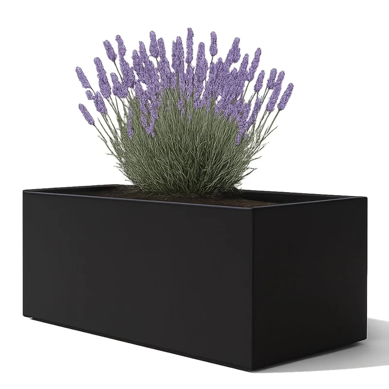 GARDRA Jardinière en polyester noire de jais 137x50x50 cm RAL 9005