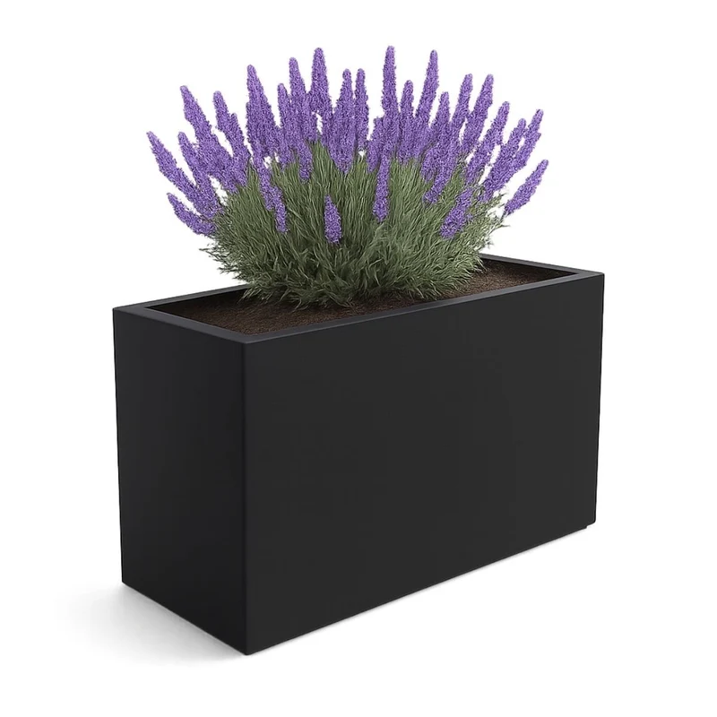 GARDRA Jardinière en polyester noire de jais 120x46x80 cm RAL 9005