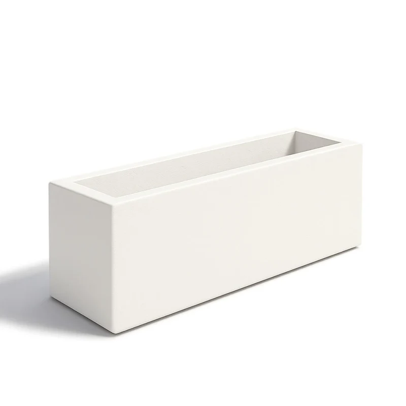 GARDRA Jardinière en polyester blanche pur 120x25x35 cm RAL 9010