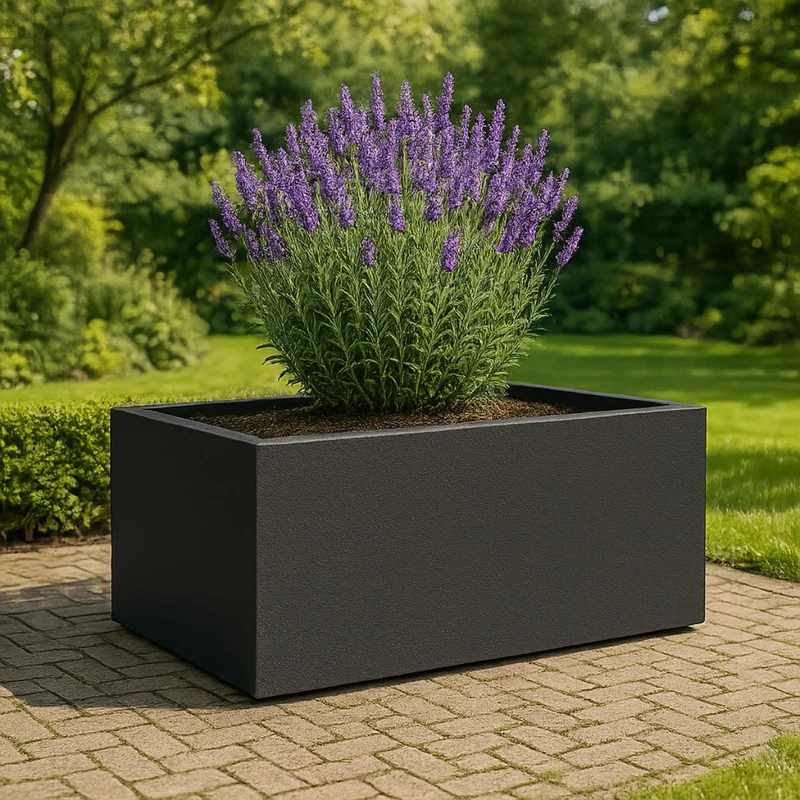 GARDRA Jardinière en polyester noire de jais 185x120x60 cm RAL 9005