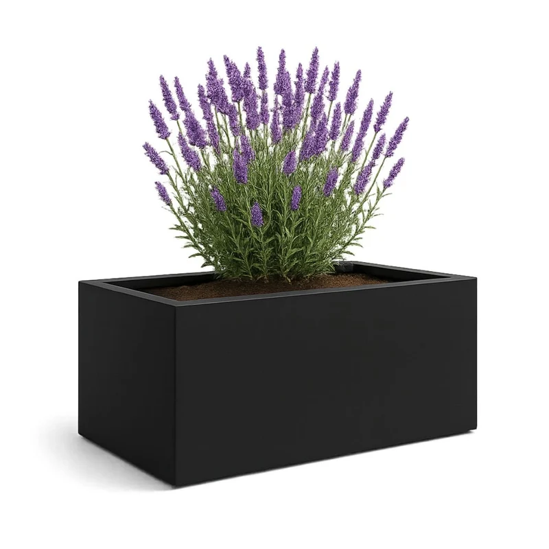 GARDRA Jardinière en polyester noire de jais 185x120x60 cm RAL 9005