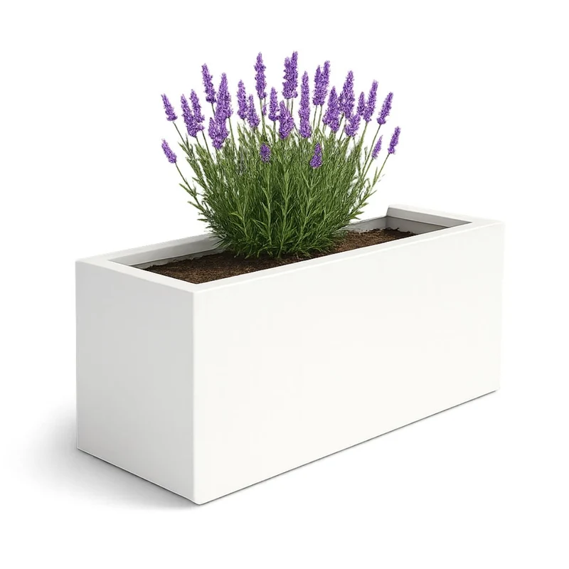 GARDRA Jardinière en polyester blanche pur 162x60x70 cm RAL 9010