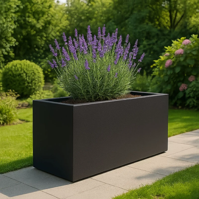 GARDRA Jardinière en polyester noire de jais 162x60x70 cm RAL 9005