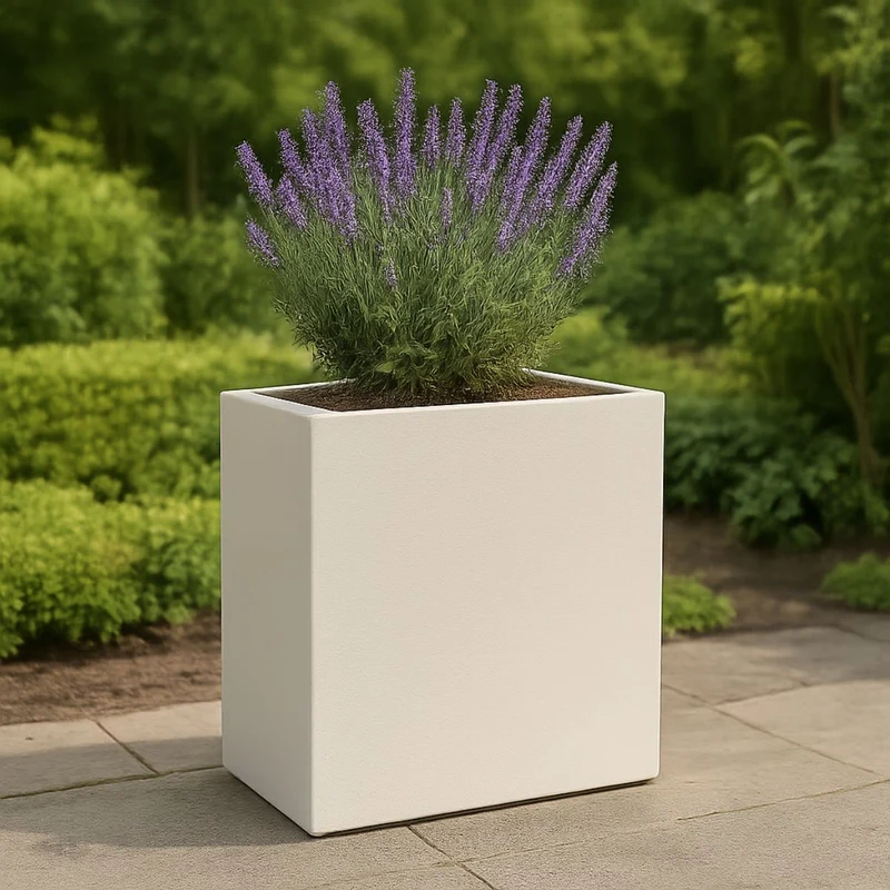 GARDRA Jardinière en polyester blanche pur 70x30x67 cm RAL 9010