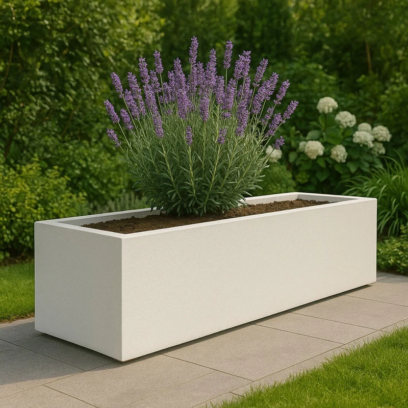 GARDRA Jardinière en polyester blanche pur 200x50x40 cm RAL 9010