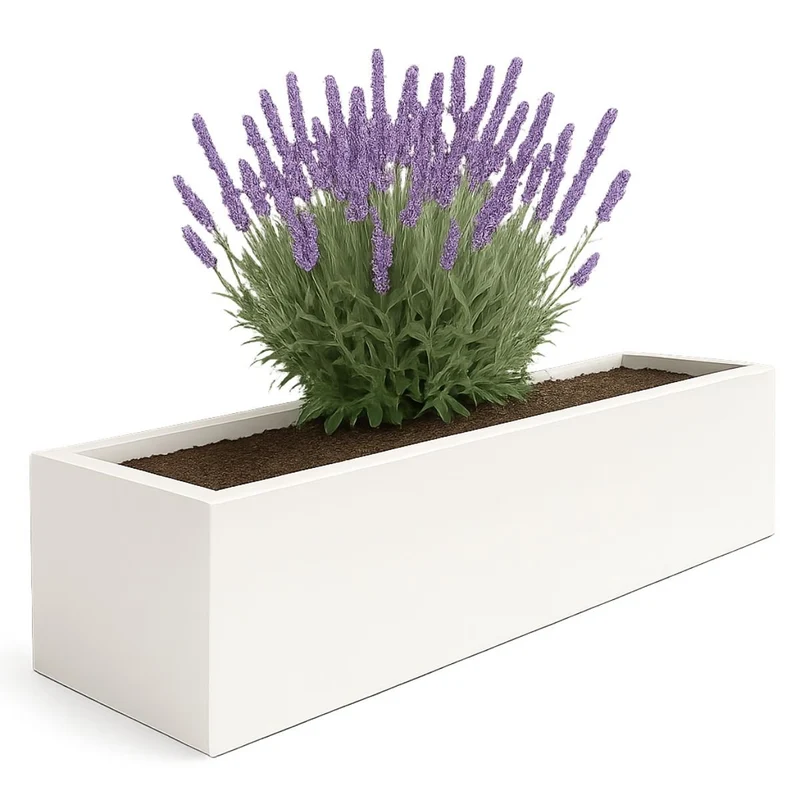 GARDRA Jardinière en polyester blanche pur 200x50x40 cm RAL 9010