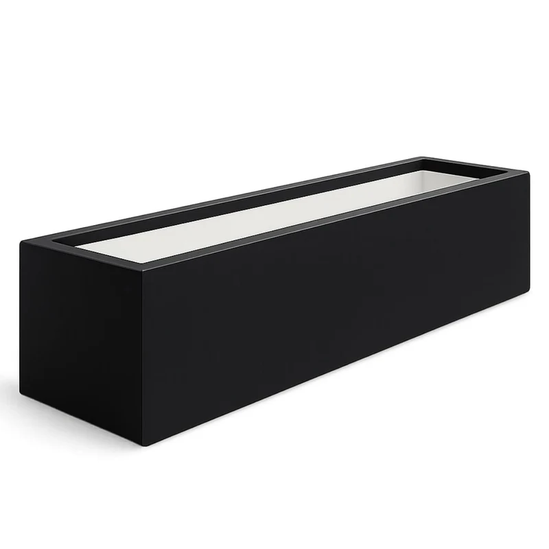 GARDRA Jardinière en polyester noire de jais 200x50x40 cm RAL 9005