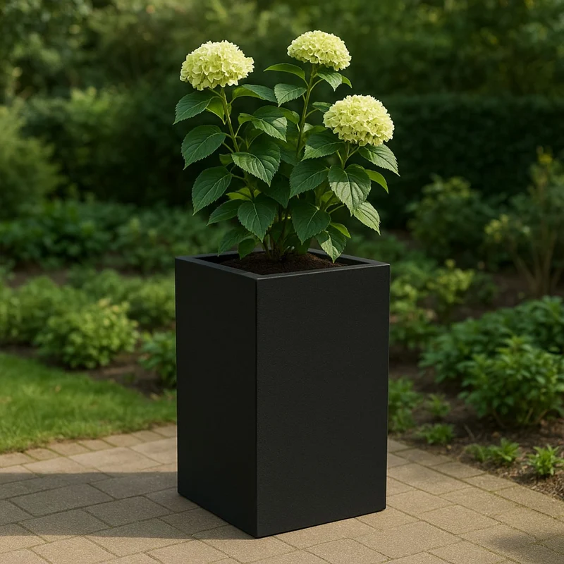 GARDRA Jardinière en polyester noire de jais 50x50x80 cm RAL 9005