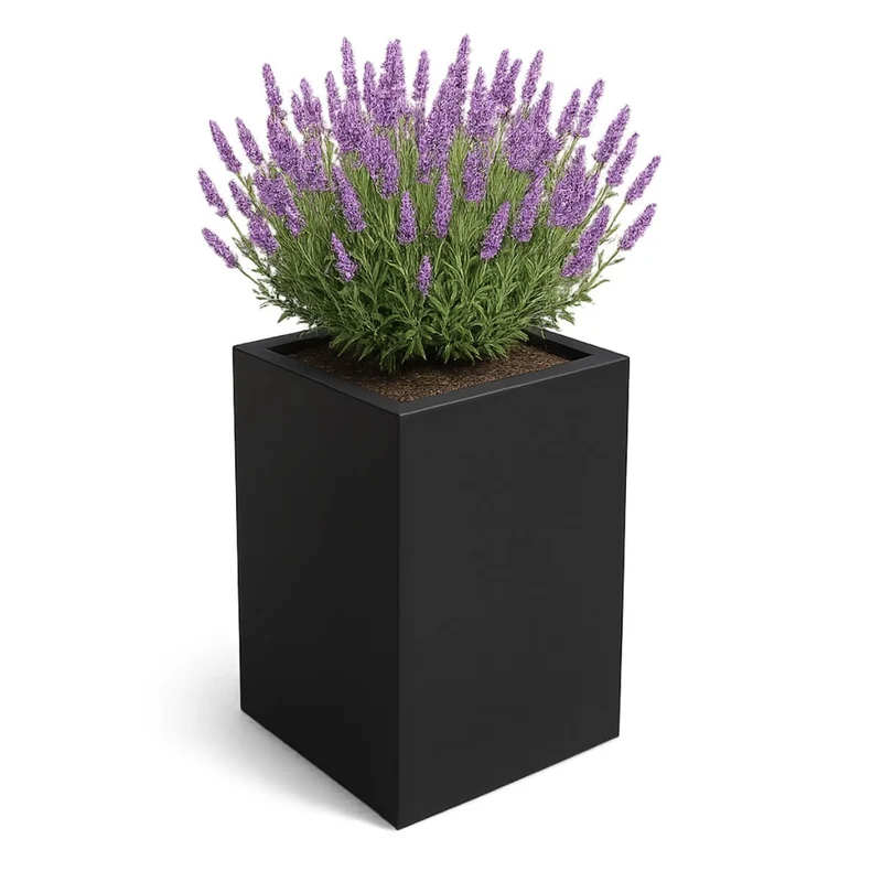 GARDRA Jardinière en polyester noire de jais 50x50x80 cm RAL 9005