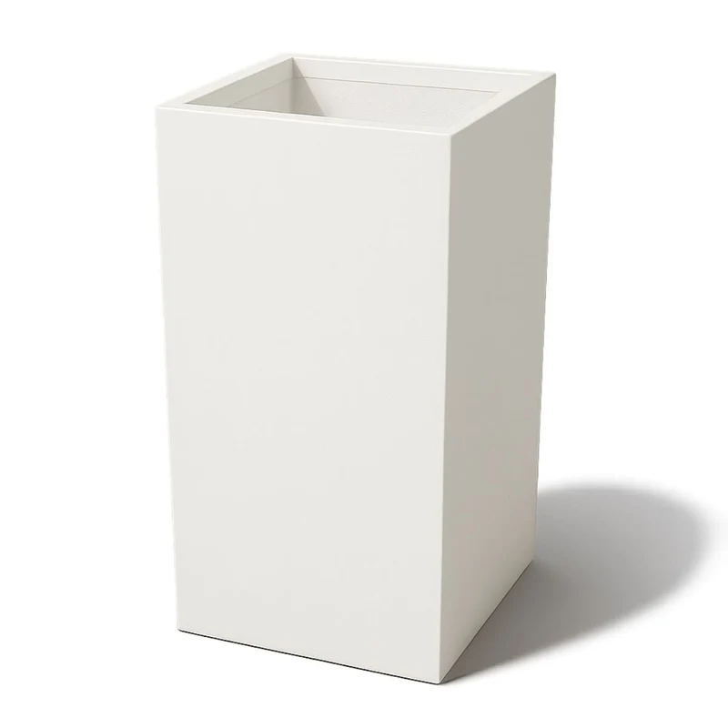 GARDRA Jardinière en polyester blanche pur 40x40x80 cm RAL 9010