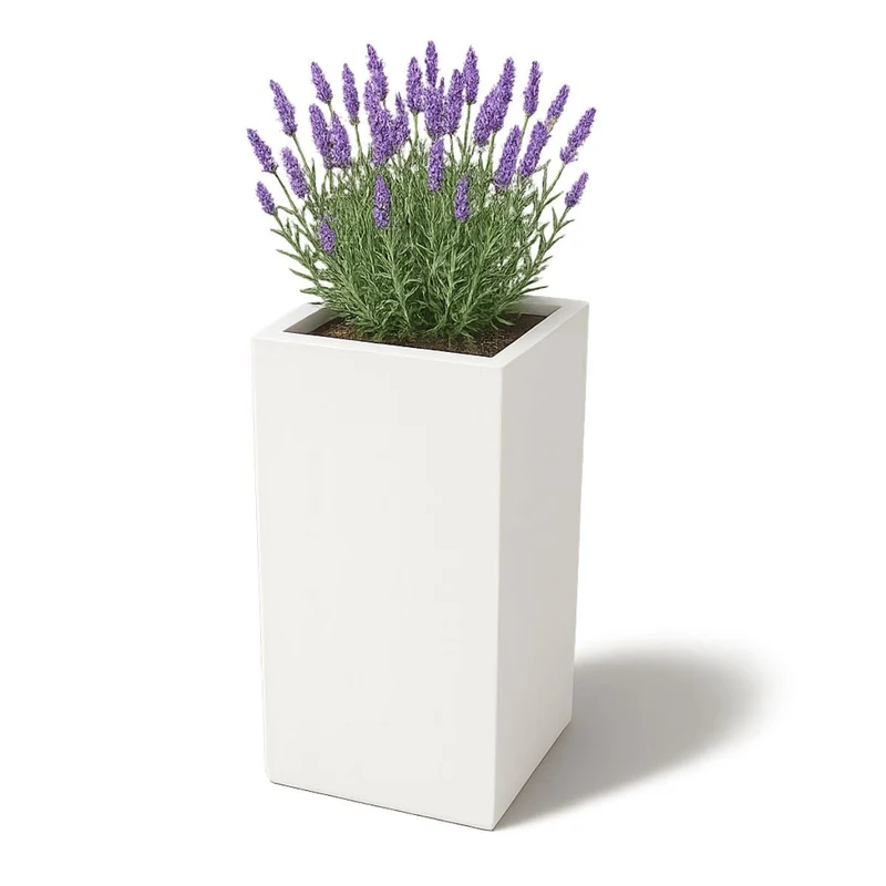 GARDRA Jardinière en polyester blanche pur 40x40x80 cm RAL 9010