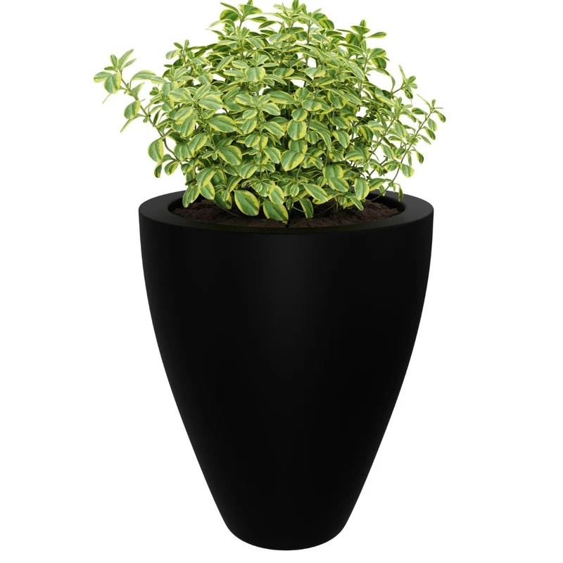 GARDRA Jardinière en polyester noire de jais Ø 51x59 cm RAL 9005