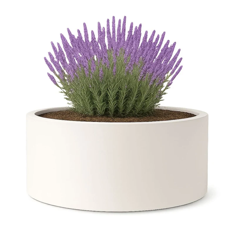 GARDRA Jardinière en polyester blanche pur Ø 150x60 cm RAL 9010