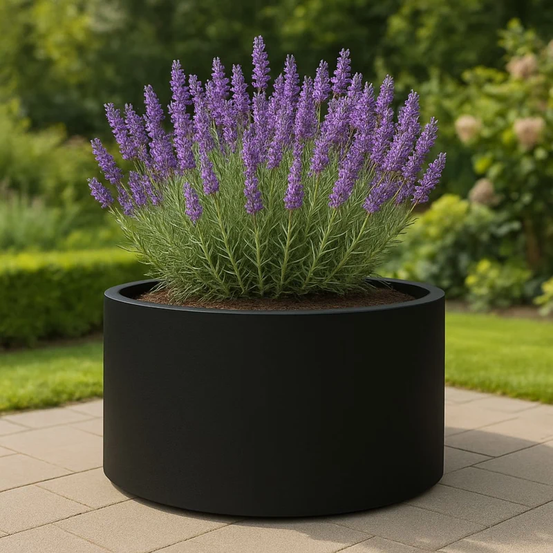 GARDRA Jardinière en polyester noire de jais Ø 120x60 cm RAL 9005