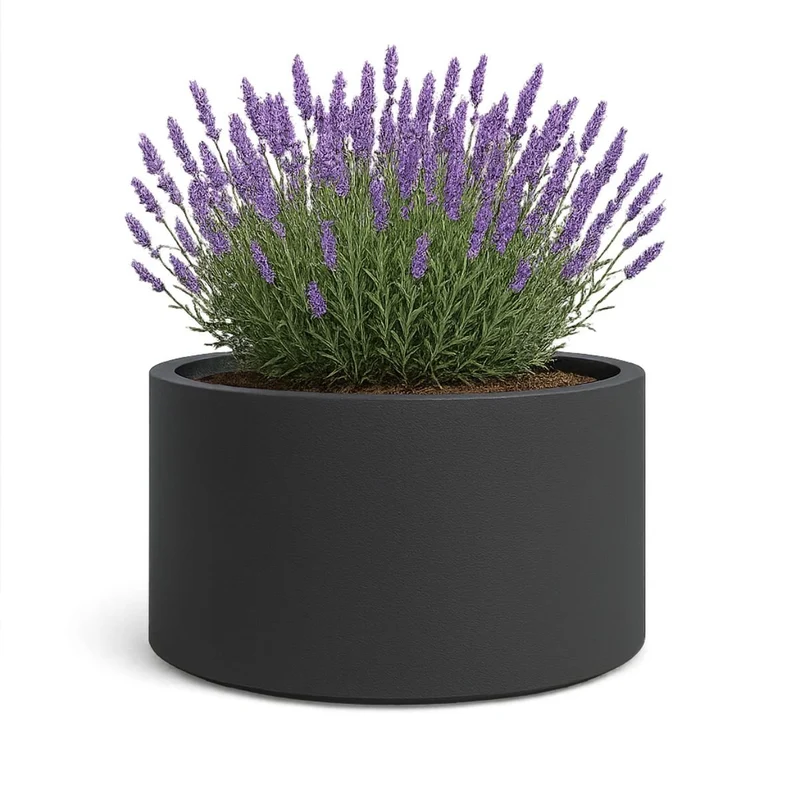 GARDRA Jardinière en polyester grise noire Ø 100x60 cm RAL 7021
