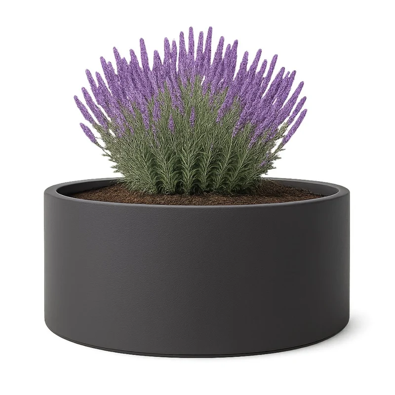 GARDRA Jardinière en polyester grise noire Ø 150x60 cm RAL 7021