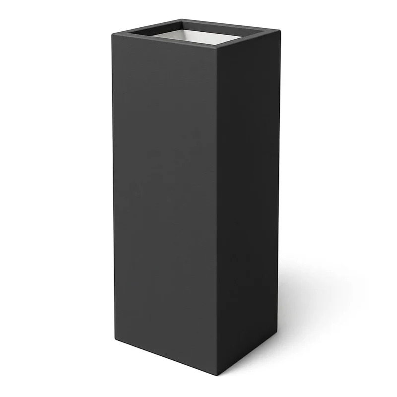 GARDRA Jardinière en polyester grise noire 40x40x120 cm RAL 7021