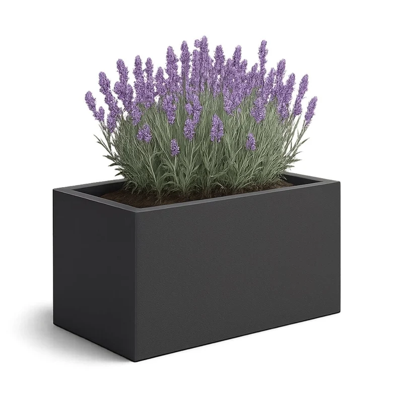 GARDRA Jardinière en polyester grise noire 75x35x40 cm RAL 7021