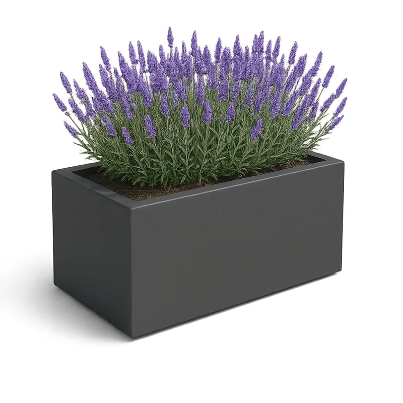 GARDRA Jardinière en polyester grise noire 100x50x50 cm RAL 7021