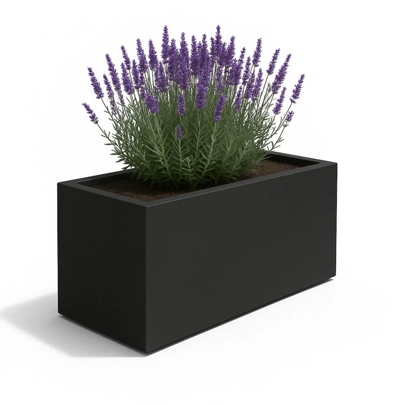 GARDRA Jardinière en polyester grise noire 100x40x40 cm RAL 7021