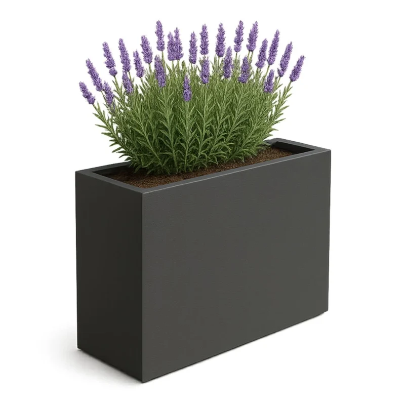 GARDRA Jardinière en polyester grise noire 90x25x80 cm RAL 7021