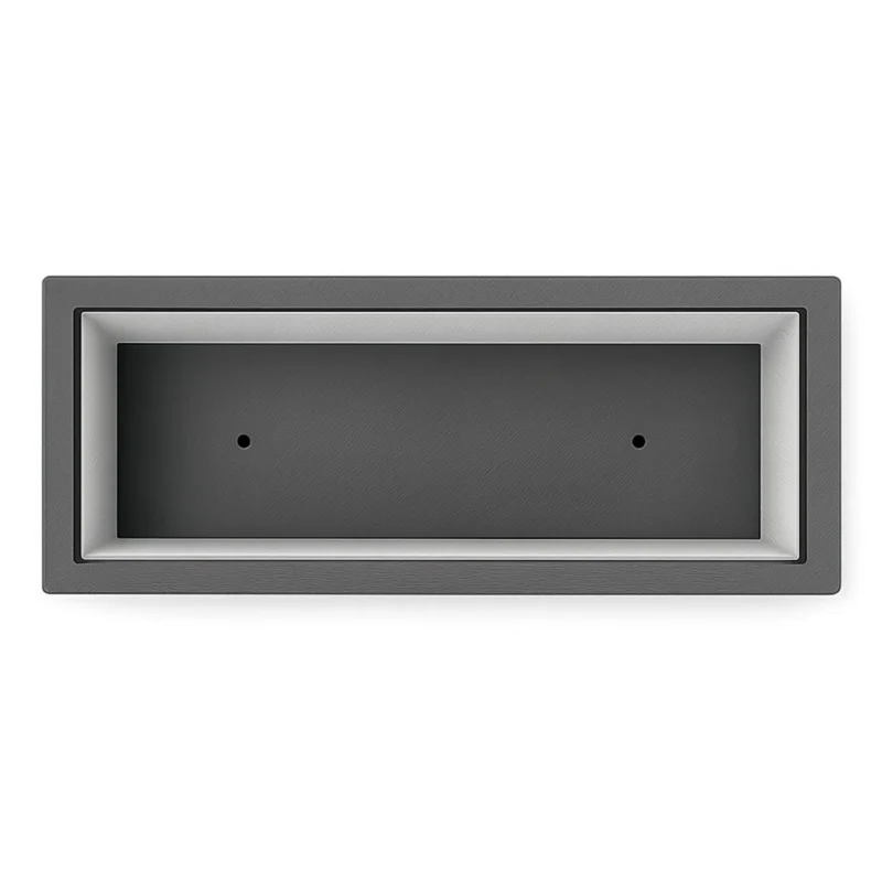 GARDRA Jardinière en polyester grise noire 90x25x80 cm RAL 7021