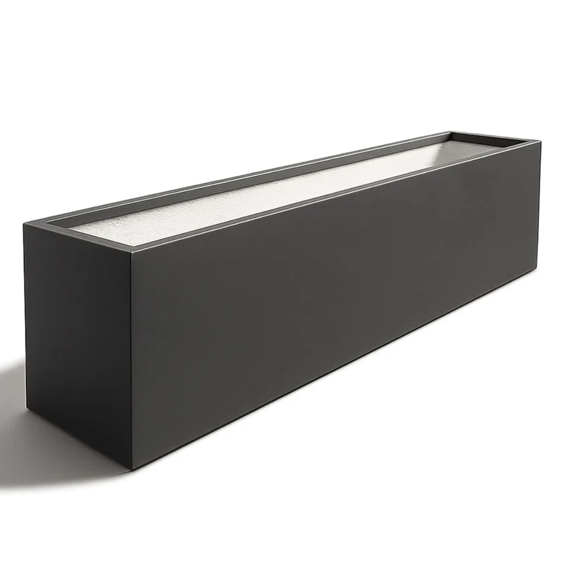 GARDRA Jardinière en polyester grise noire 230x50x40 cm RAL 7021