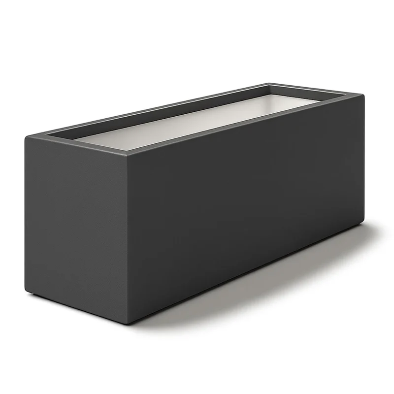GARDRA Jardinière en polyester grise noire 150x50x60 cm RAL 7021