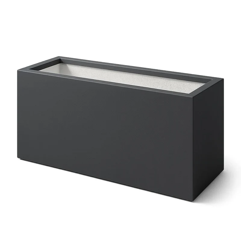 GARDRA Jardinière en polyester grise noire 120x50x60 cm RAL 7021