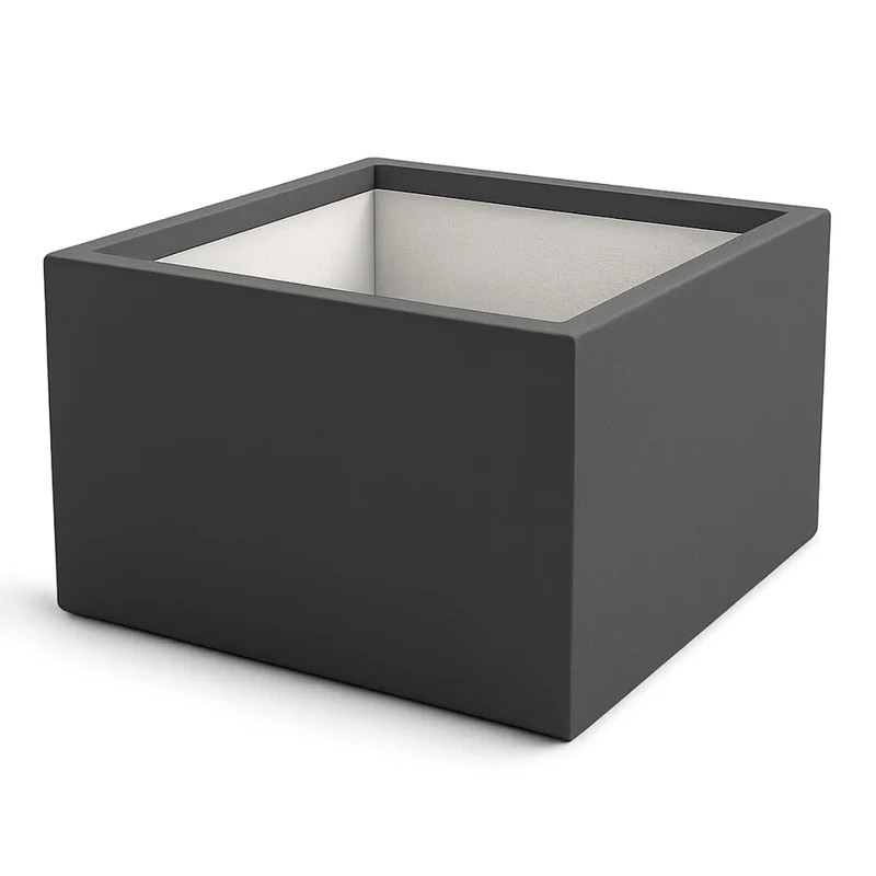 GARDRA Jardinière en polyester grise noire 120x120x60 cm RAL 7021