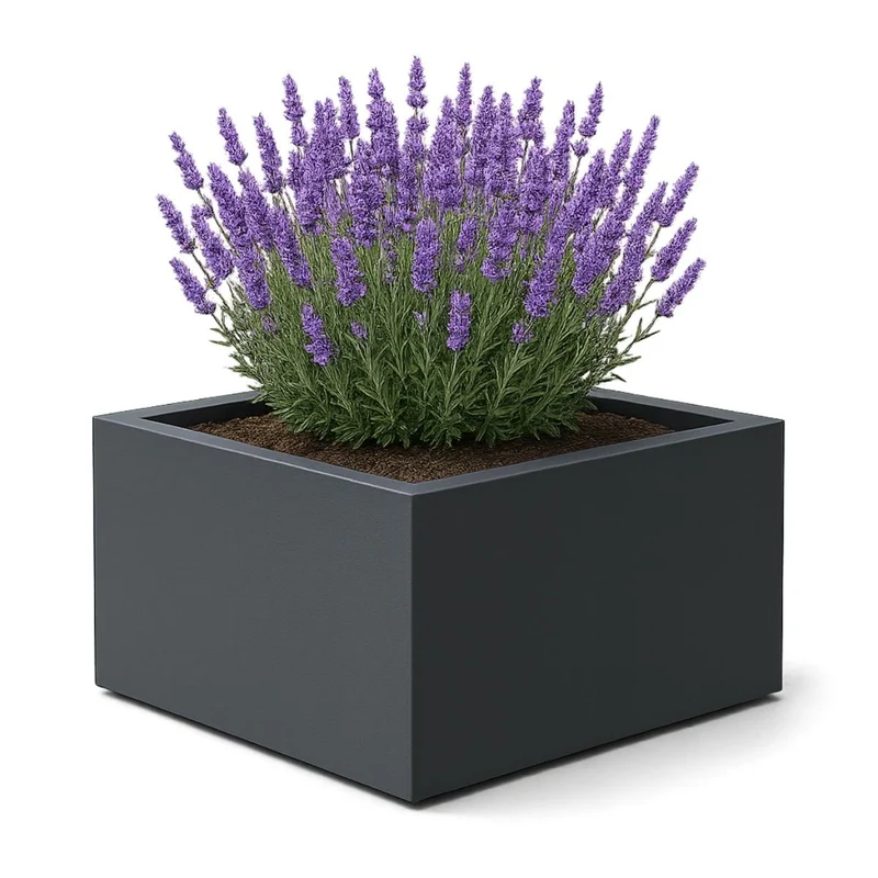 GARDRA Jardinière en polyester grise noire 120x120x60 cm RAL 7021