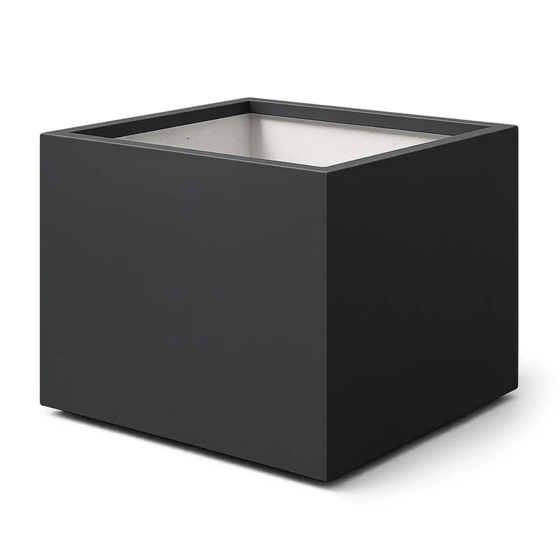 GARDRA Jardinière en polyester grise noire 120x120x80 cm RAL 7021