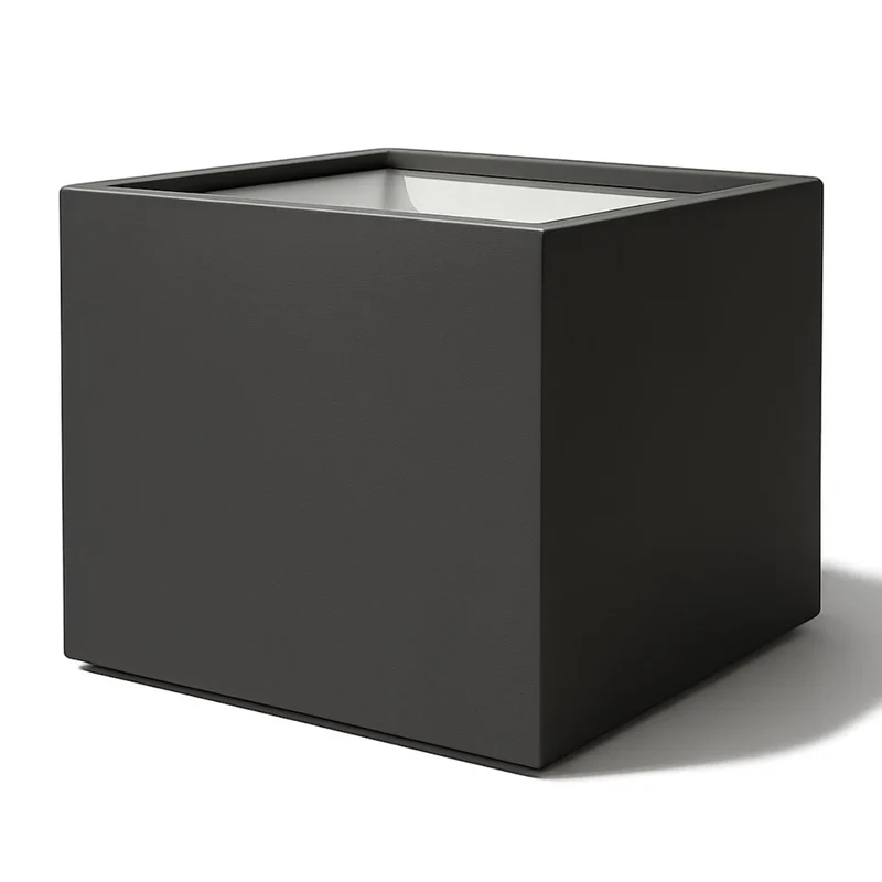 GARDRA Jardinière en polyester grise noire 120x120x100 cm RAL 7021