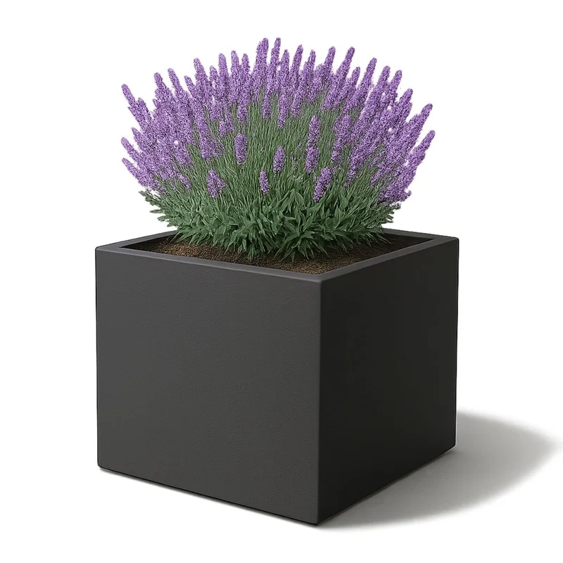 GARDRA Jardinière en polyester grise noire 120x120x100 cm RAL 7021